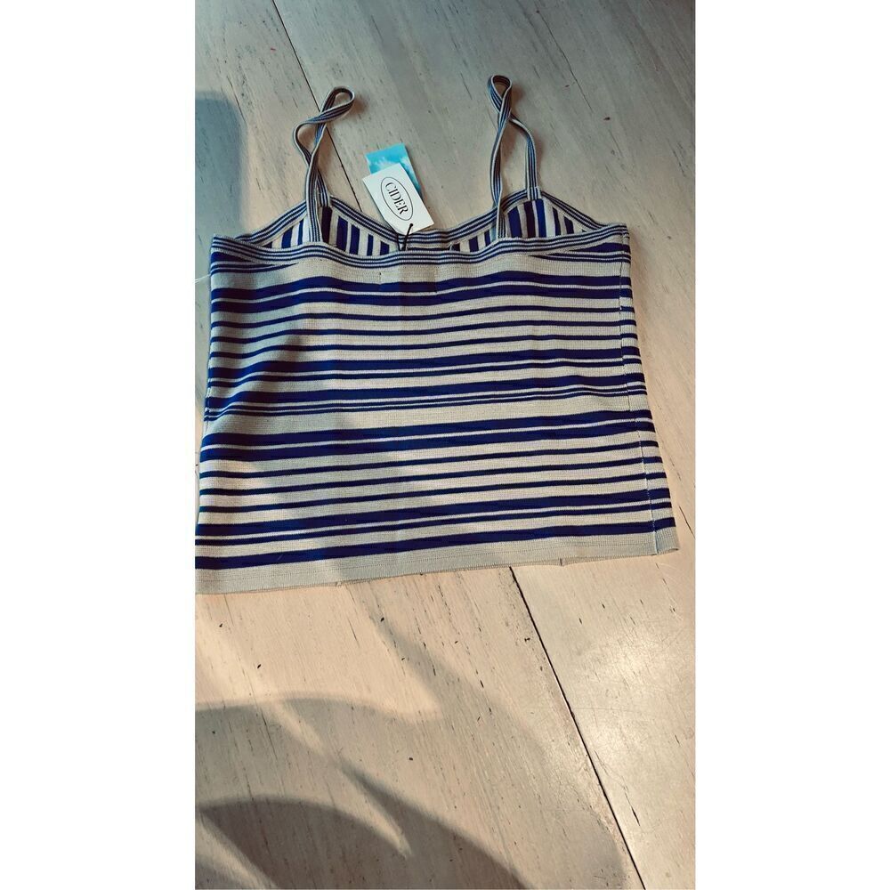CIDER BLUE STRIPE CORSET TANK TOP WOMENS SZ L NEW - Picture 4 of 8
